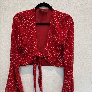 4SI3NNA Red and White Polka Dot Blouse
